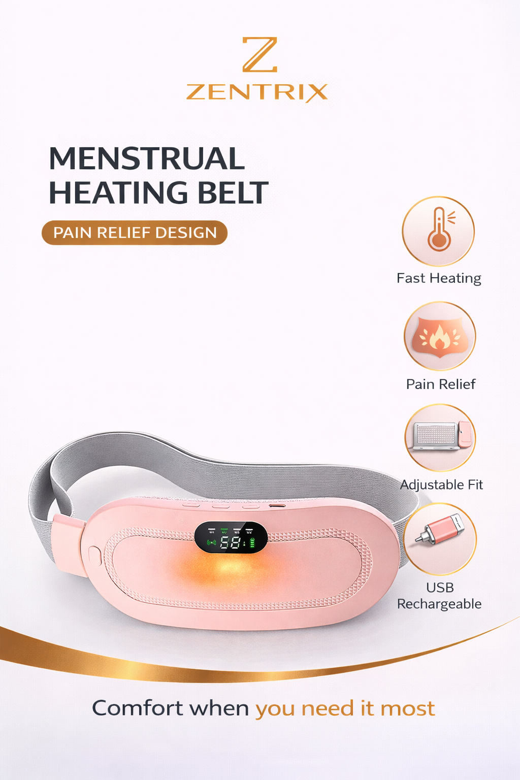 Heating Belt For Period Cramps, Lower Abdominal Pain, Back Discomfort