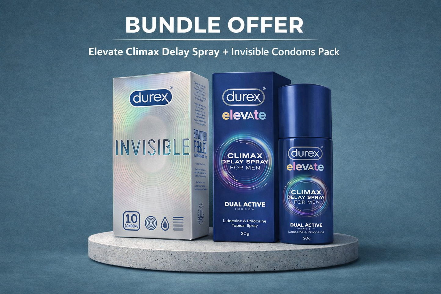 Bundle Offer: Elevate Climax Delay Spray + Invisible Condoms Pack